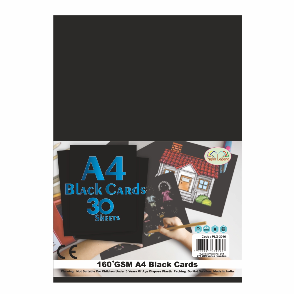 PLG A4 Black Card 160 GSM 30 Sheets